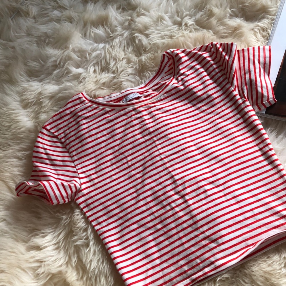 Striped cropped stretch tee